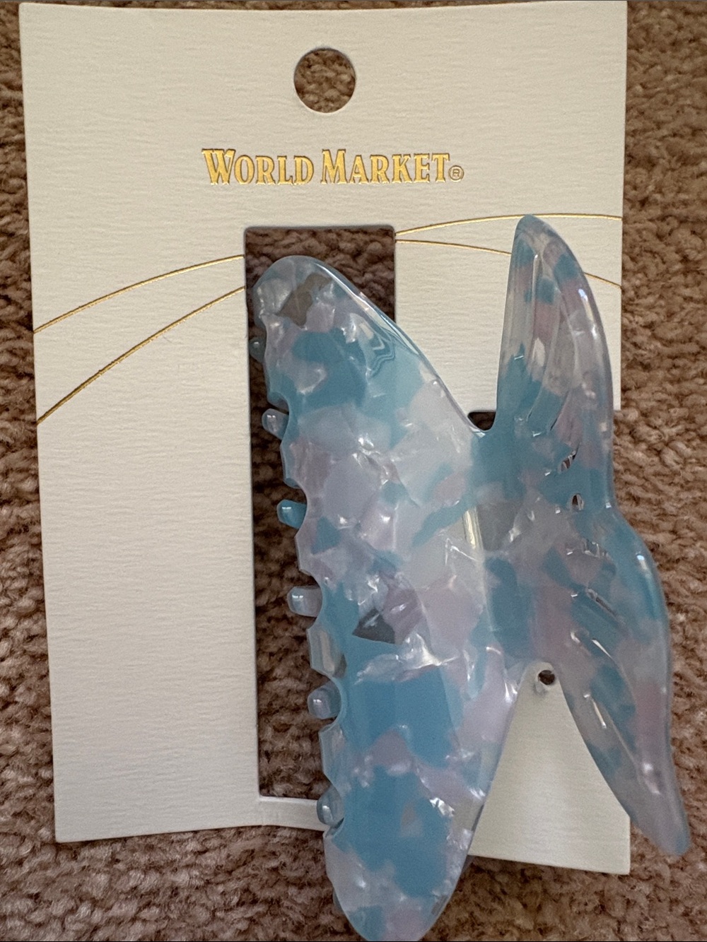 Cost Plus World Market Blue Marbled Butterfly Hair Clip
